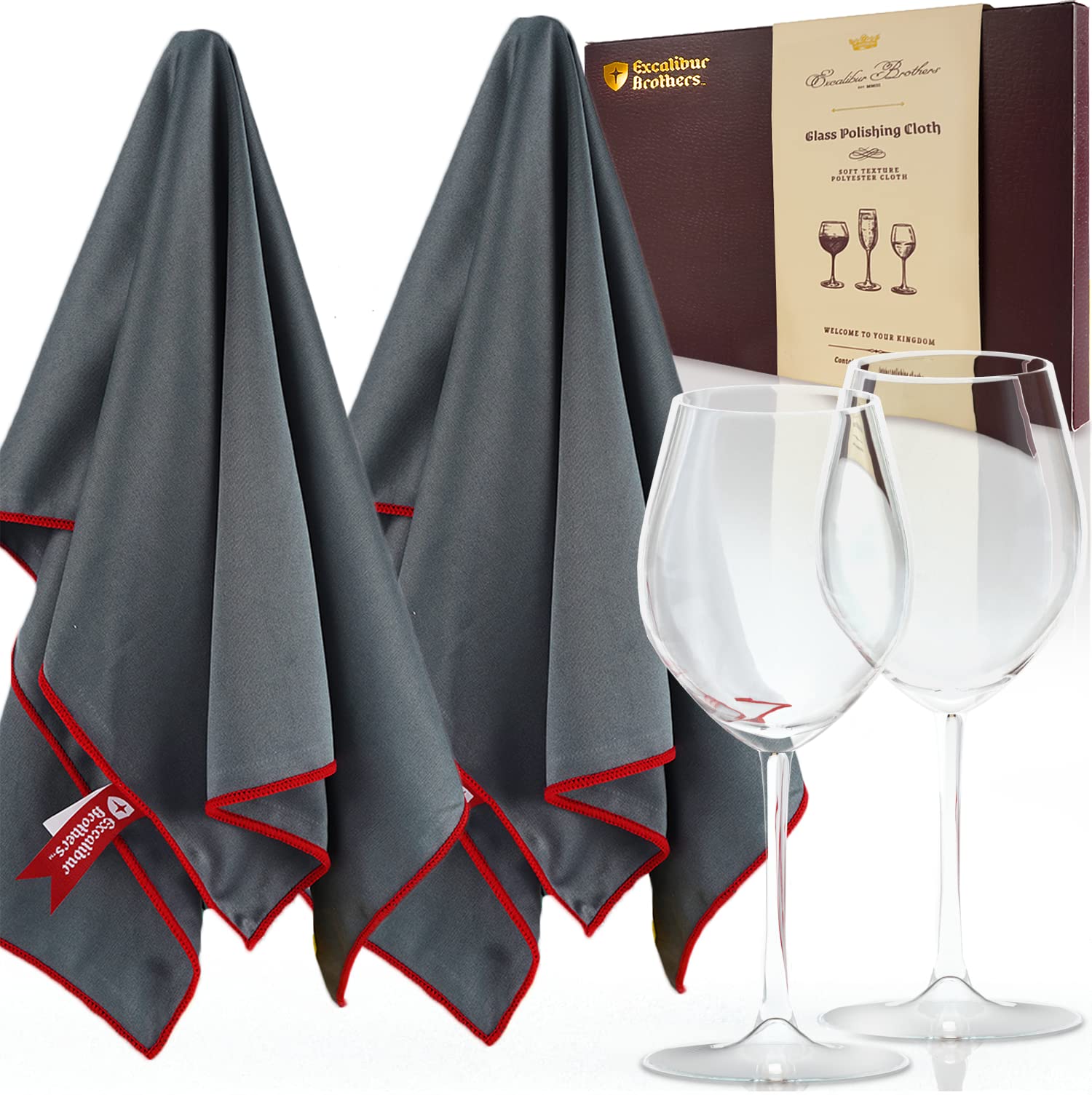 Premium Glass Polishing Cloth 23.5" x 20" (2 Pack) - Gray