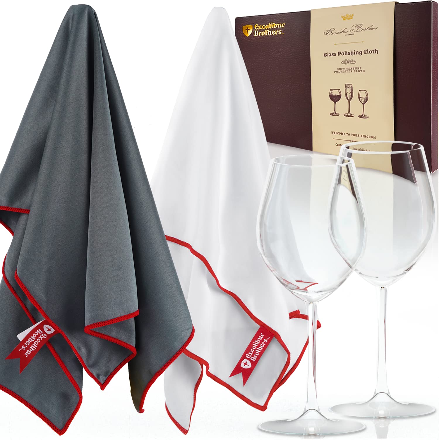 Premium Glass Polishing Cloth 23.5" x 20" (2 Pack) - Assorted